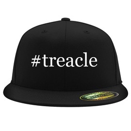 #Treacle - Embroidered Adjustable Fit Structured Flat Bill Fitted Hat | Trendy Baseball Cap for Men and Women | Modern Cap in Snapback Closure | Black | Small/Medium