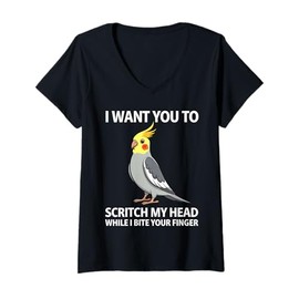 Womens Cute Cockatiel Design for Men Women Parakeet Cockatiel Lover V-Neck T-Shirt