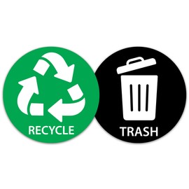 RDLCAR Recycling Stickers for Bins - 2 Pack 125 x 125 - Durable and Weatherproof Recycling Bin Stickers for Efficient Waste Management, Indoor and Outdoor General Trash and Recycle Bin Stickers