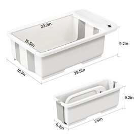 SRGAFIX Collapsible Baby Bathtub, Foldable Baby Bath Tub with Smart Temperature Display, Portable Travel Bathtub, Ideal for 0-36 Months Infants, White