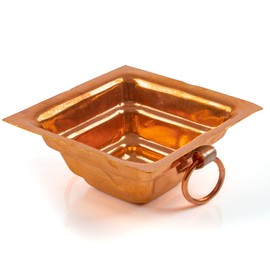 Copper Hawan Homa Yagya Kund Aahuti Patra Indian Traditional Religious Agnihotra Havan Kund Yajna for Temple Home Hindu Navratri Puja Item Festivals Pooja Essential and Gifting (Copper- 4"x4")