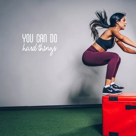 Vinyl Wall Art Decal - You Can Do Hard Things - 12" x 19" - Modern Motivational Optimism Quote Sticker for Home Office Workout Gym Bedroom Living Room Classroom Coffee Shop Decor (White)