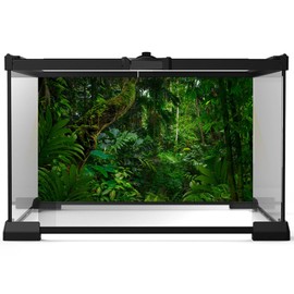Riivvdise Tropical Rainforest Aquarium Background Psychedelic Forest Terrarium Background Old Trees Woodland Reptile Habitat Background Green Leaves Aquarium Background Backdrop Durable Vinyl 36x24in