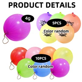 FFDHWU 10 Pcs Kids Slapping Balloons, 5 Pcs Printed Slapping Balloons, Kids Toy Balloons, Latex Balloons, Stretchy Balloons, Party Toy Balloons (Random Colors)