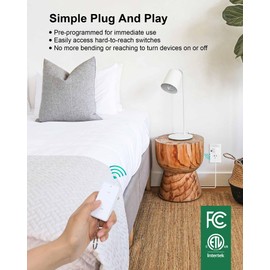 TREEWELL Remote Control Outlet, 200 FT Long Range Wireless Remote Light Switch, No Wiring, 15A/1875W Electrical Outlet Switch for Lamps, Fans, Christmas Trees, Small Appliances, ETL Listed