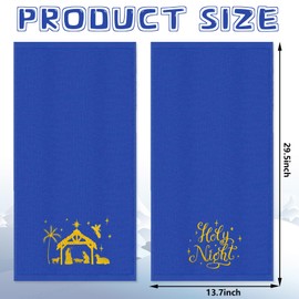 JarThenaAMCS 2Pcs Christmas Hand Towels Xmas Nativity Scene Embroidered Bathroom Towel Blue Dish Towel for Drying Cleaning Cooking Gift, 29.5 x 13.7 Inch