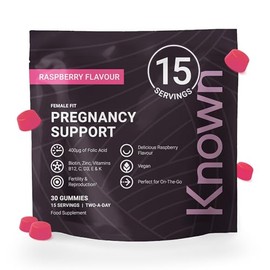 Known Pregnancy Support Multivitamin Gummies – 400µg Folic Acid – for Maternal Health – Natural Raspberry Flavour – 30 Vegan Gummies, 15 Day Supply