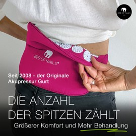 BED OF NAILS Original Strap Acupressure Mat - 1848 Pressure Points Acupressure Mat for On the Go for Back Pain - with Bag - Size 38 x 20 cm, Pink