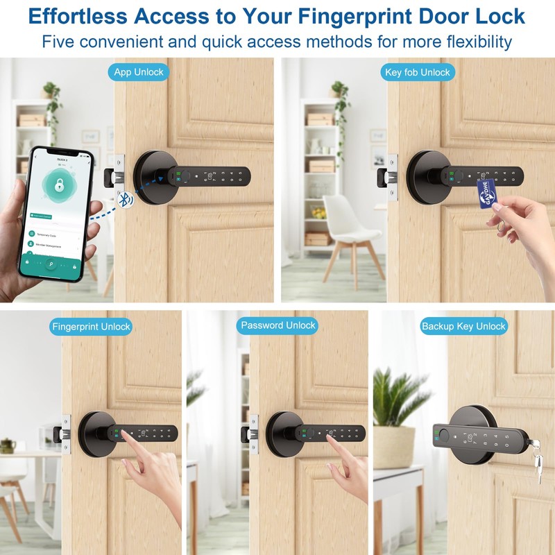 Gavdhe Fingerprint Door Lock Smart Fingerprint Door Knob with Keyless