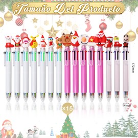KASURE Pack of 15 Christmas Pens, Ballpoint Pens, Christmas Motif, Christmas Ballpoint Pens, for Use in Schools, Offices, Homes