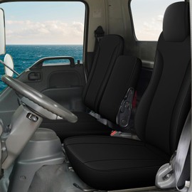 IKABEVEM Custom Seat Covers for Isuzu NPR: 1995 1996 1997 1998 1999 2000 2001 2002 2003 2004 2005 Leather Car Seats Covers Full Set Black