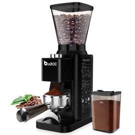 binROC Conical Burr Espresso Coffee Grinder Electric, Coffee Bean Grinder for Home Use Upgraded 48 Grind Settings, Precision Timer, Anti-Static for Pour Over/Drip/French Press Stainless Steel, Black