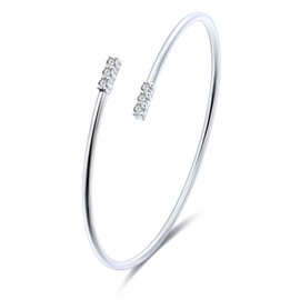 14K White Gold Plated Silver Bracelet With 0.36 Carat Total Weight Lab Grown Diamond (D-E Color, Round Brilliant Shape, VS Clarity) Bracelet For Women, Gift For Her Jewelry For Women