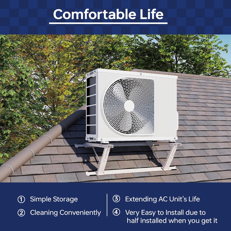 WeCooper Rooftop Mini Split Mounting Bracket 9000to24000BTU,Heavy Duty Adjustable Roof