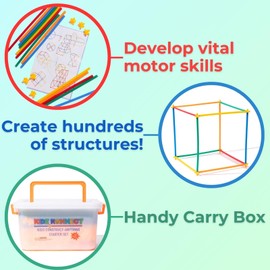 400 Pcs Straw Building & Construction Toy Set - Build Forts, Encourage Stem, 4+ Year Old Kids - Promotes Engineering Spatial-Awareness Coordination and Motor Skillls