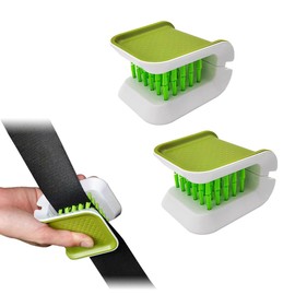 Suvnie - 2 cepillos de limpieza de cinturón de seguridad para coche, herramienta de lavado en forma de U, de doble cara verde, cepillo para polvo limpiador de cubiertos multifuncional, accesorio