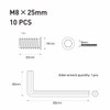 FOMGIIN Screw-in Nut M8 x 25, Pack of 10 Screw