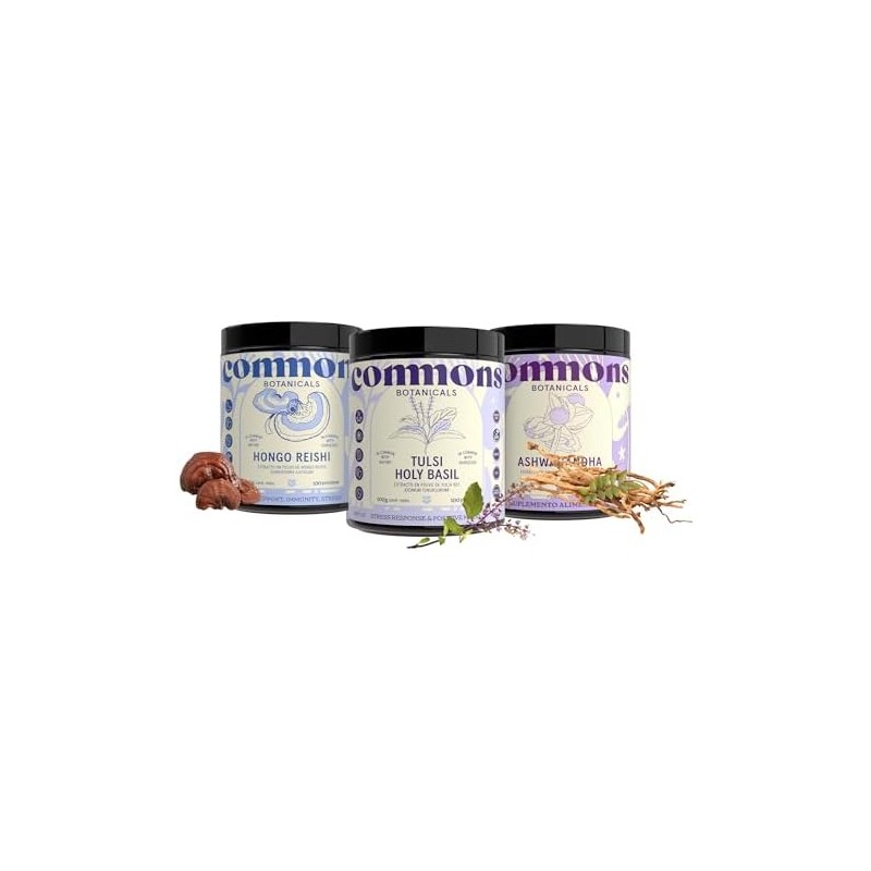 COMMONS Hongos Adaptógenos Kit Calma Reishi y Tulsi Extracto Puro