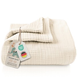 LAYNENBURG Premium Muslin Baby Blanket, 120 x 120 cm, 4-Layer Blanket Made of 100% Cotton, Oeko-Tex 100, Cuddly Blanket or Sleeping Blanket, Swaddling Cloth, Burp Cloth for Baby, Newborn and Children