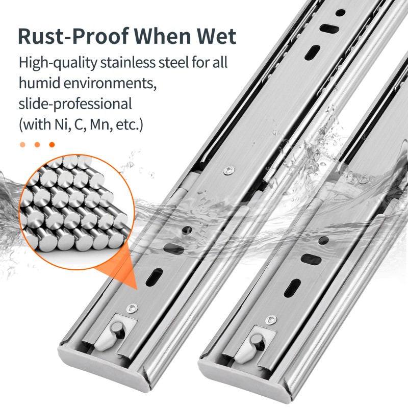 YENUO Stainless Steel Soft Close Drawer Slides, Full Extension Side