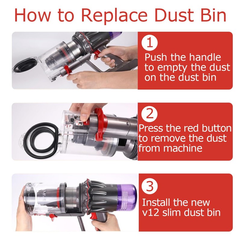 Cleptorize Dust Container for Dyson V12 Detect Slim/V10 Digital Slim