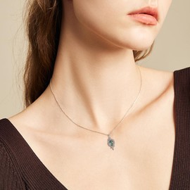 Moss Agate Necklace Sterling Silver Leaf Necklace with Moss Agate for Women Moss Agate Jewelry Gifts for Women Mother