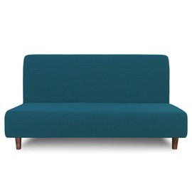 Easy-Going 100% Waterproof Futon Cover, Dual Waterproof Couch Cover for Futon, Stretch Jacquard Sofa Cover, Leakproof Furniture Protector for Kids, Pets, Dog and Cat (Futon, Peacock Blue)