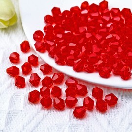 Dowarm 1000PCS Crystal Beads 4MM, Red/Siam Faceted Glass Bicone Beads for Jewelry Making, Craft, DIY Bracelet, Necklace, Dolls, Suncatcher