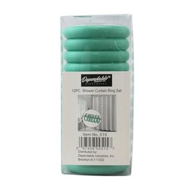 12 Piece Plastic Basic Locking Round Hook Easy Gliding Shower Curtain Rings Fits All Standard Size Shower Rods (Turquoise)
