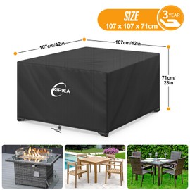 Kipiea Garden Furniture Covers, Outdoor Table Covers Waterproof, 420D Oxford Fabric Patio Furniture Cover Square Windproof, Anti-UV, No Tears No and Fading for Chairs & Table - 107 x 107 x 71cm