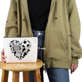 VAMSII Soccer Lover Gift Soccer G-irl Makeup Bag Soccer Mom Cosmetic Bag Soccer Coach Gift (Soccer G-irl M)