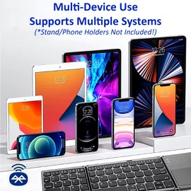 Slim Foldable Wireless Keyboard Compatible with Videocon Infinium Z45 Amaze with TOUCHPAD Mouse Fully Universal providing 48H Use, 560 Days Standby, Portable, Compact, Tri-Fold, Rechargeable!