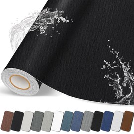 Lifenion Fabric Repair Patches, Linen Self-Adhesive Fabric Repair Tape, Strong Sticky Linen Patch for Sofas, Tote Bags, Clothing, Car Seats, Furniture（Black, 3.5X79 inch）
