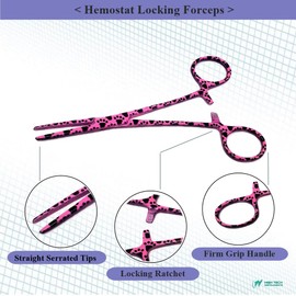 Dog/Cat Pet Ear Hair Puller 5.5" Hemostat Forceps Serrated STR Jaws Ear Care Forceps, Made of Stainless Steel-Helps In Cleaning Ear Nose Face Paws Hair-Multipurpose Works on All Kind of Hair, PINK