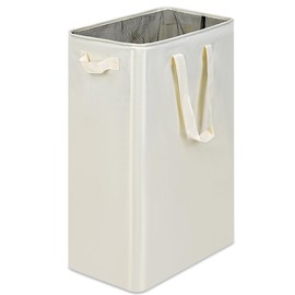 efluky Laundry Hamper, Slim Laundry Hamper with Handles, Collapsible Laundry Hamper for Clothes, Small Laundry Hamper for Bedroom, Dorm and Laundry Room, 19.8 Gallon (75L) Beige