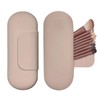 Slinvilopa Silicone Makeup Brush Holder, Soft Travel Makeup Bag, Portable Cosmetic Bag with Anti-Fall Out Magnetic Closure, Travel Essentials for Women,Beige