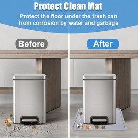 Trash Can Mat 23.6"x15.7" Garbage Can Mat with Raised Edge, Non-Slip Recycle Bins Pad Under Trash Bin Mat Waterproof Floor Protector, Large Silicone Mat for Opening Cans, Kitchen, Fridge, Washer