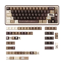 JOLINTAL Cute PBT Keycaps, 130 Keys Coffee Theme Key Caps, Retro Cherry Profile Custom Keycap Set, Dye Sublimation Keyboard Key Caps for Cherry Gateron MX Switches Mechanical Gaming Keyboard