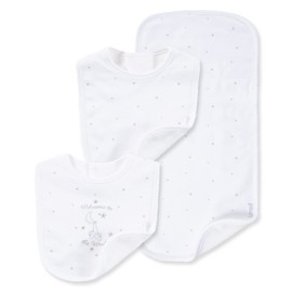 Little Me Conjunto unisex de 3 piezas con babero y paño para eructos, Bienvenido al mundo, Talla única