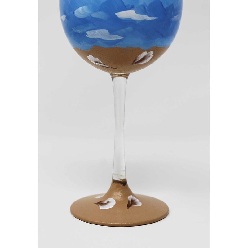 Hand Painted Wine Glasses - Beach and Sand (Set of