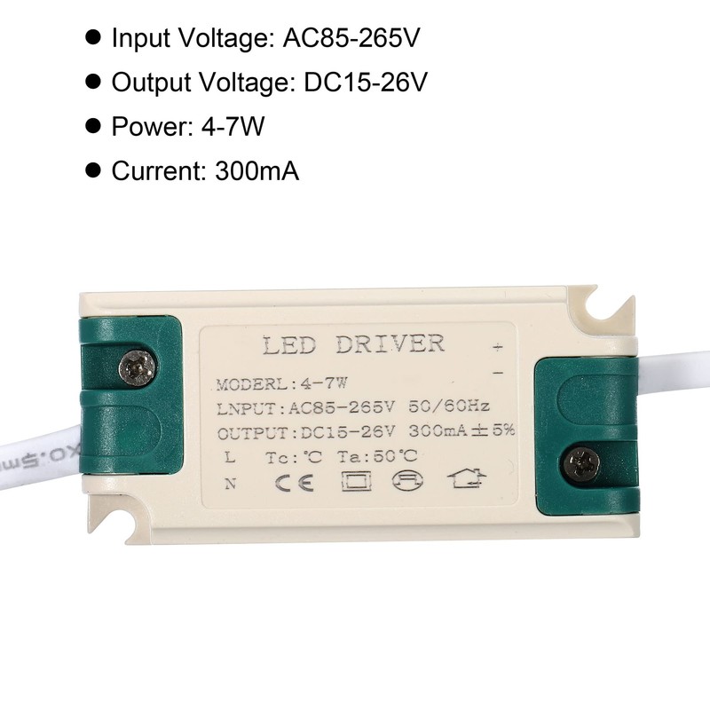 PATIKIL 4-7W 300mA LED Driver, 5 Pack AC 85-265V Output15-26V