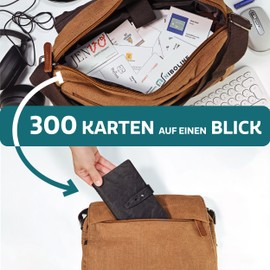 Praknu Business Card Storage for 300 Cards - Space-saving Business Card Folder for Office - Business Card Holder Made of Faux Leather, black, Business card holder