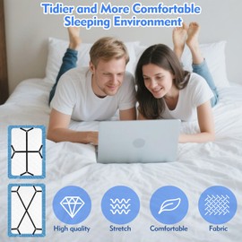 ZAOHUI 2 Pcs Bed Sheet Clips for Bedding, Adjustable Length Fitted Sheet Clips, Universal Bed Sheet Holder Lock Grippers, Mattress Sheet Clips Straps for Fixing Sheets (Black)