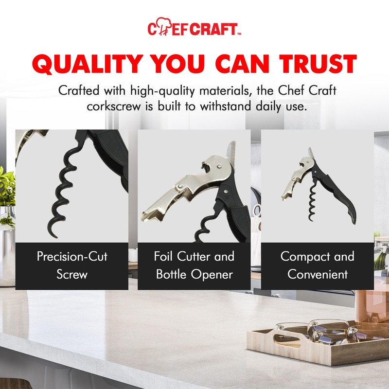 Chef Craft Select Waiters Corkscrew with Foil Cutter and Bottle