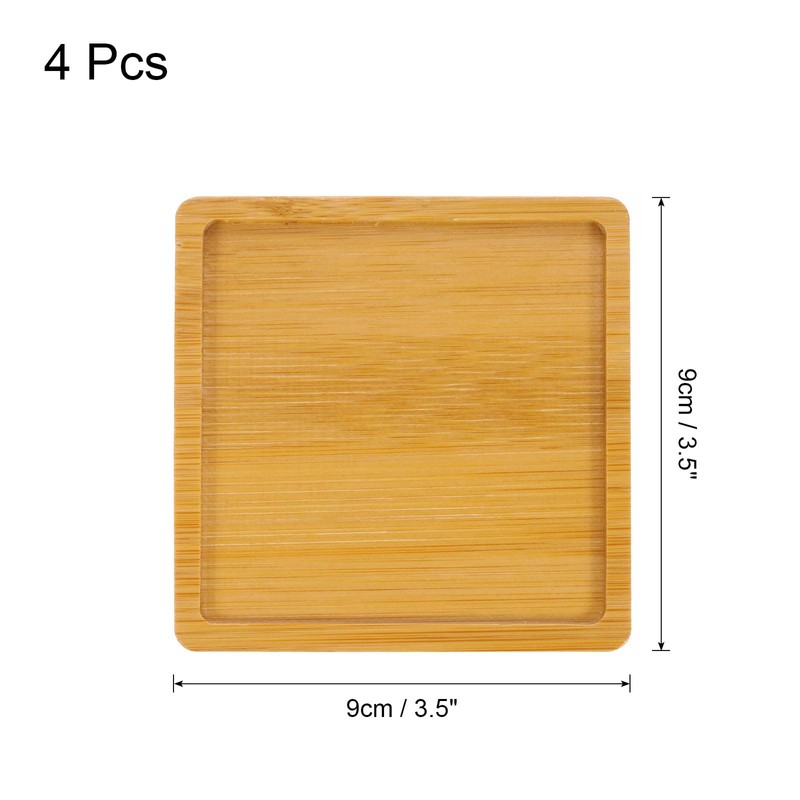 uxcell 4PCS Mosaic Bamboo Coasters, 3.5 Inch Blank Base Trays,