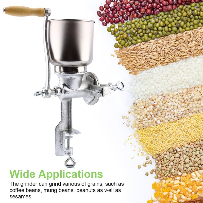 Corn Grinder with High Hopper, Grain Mill, Manual Grinder For