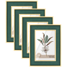 4 Pack 6x4 Picture Frames with Modern Style,Matted for 4x6 inch Photo Frames, 15 x 10 cm Green Color Farmhouse Rustic Photo Frame (4x6 inch) (green, 4X6)