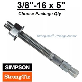 Simpson Strong-Tie 3/8"-16 x 5" Simpson Strong Bolt 2 II Concrete Wedge Anchor STB2-37500 - 100