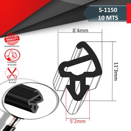 Window Seals for Plastic Windows, Window Seals for Wooden Windows, S-1150 Black, 10 m, Rubber Sealing Tape, Polyvinyl Chloride Unplasticised (PVC-U) Door Seal, Rubber Window Seal