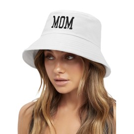 Malaxlx Mom White Bucket Hat Beach Sun Hat for Women Men Teens Outdoor Travel Summer Fishing Hat for Monthers Day